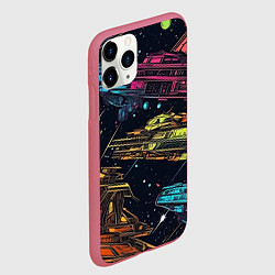 Чехол iPhone 11 Pro матовый Космические корабли и космос, цвет: 3D-малиновый — фото 2