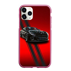 Чехол iPhone 11 Pro матовый Британский спорткар Jaguar, цвет: 3D-малиновый
