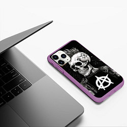 Чехол iPhone 11 Pro матовый Анархия скелет, цвет: 3D-фиолетовый — фото 2