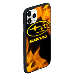 Чехол iPhone 11 Pro матовый Subaru - gold gradient, цвет: 3D-черный — фото 2