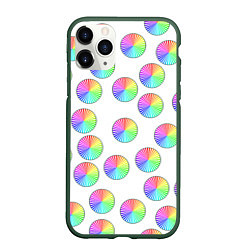 Чехол iPhone 11 Pro матовый Круги с линиями, спектр, цвет: 3D-темно-зеленый