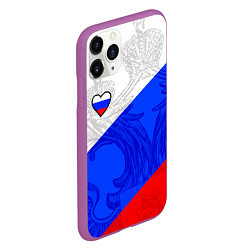 Чехол iPhone 11 Pro матовый Сердечко - Россия, цвет: 3D-фиолетовый — фото 2