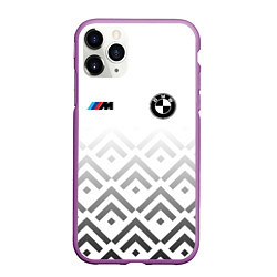 Чехол iPhone 11 Pro матовый BMW m power - белый, цвет: 3D-фиолетовый