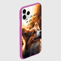 Чехол iPhone 11 Pro матовый Любовь и корги, цвет: 3D-фиолетовый — фото 2
