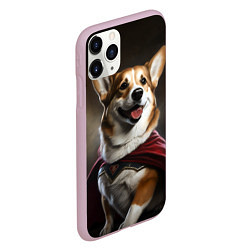 Чехол iPhone 11 Pro матовый Корги в красном плаще, цвет: 3D-розовый — фото 2