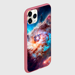 Чехол iPhone 11 Pro матовый Небула в космосе в голубо-розовых тонах - нейронна, цвет: 3D-малиновый — фото 2