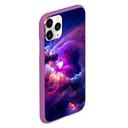 Чехол iPhone 11 Pro матовый Небула в космосе в фиолетовых тонах - нейронная се, цвет: 3D-фиолетовый — фото 2