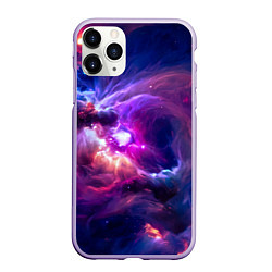 Чехол iPhone 11 Pro матовый Небула в космосе в фиолетовых тонах - нейронная се, цвет: 3D-светло-сиреневый