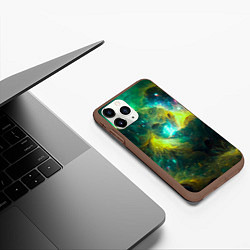 Чехол iPhone 11 Pro матовый Небула в космосе в зеленых тонах - нейронная сеть, цвет: 3D-коричневый — фото 2