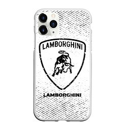 Чехол iPhone 11 Pro матовый Lamborghini с потертостями на светлом фоне, цвет: 3D-белый