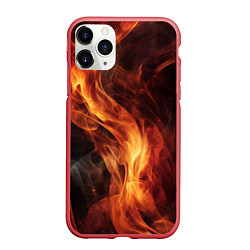 Чехол iPhone 11 Pro матовый Языки пламени: арт нейросети, цвет: 3D-красный