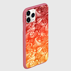 Чехол iPhone 11 Pro матовый Огненная татуировка с элементами дракона, цвет: 3D-малиновый — фото 2