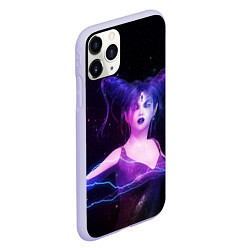 Чехол iPhone 11 Pro матовый Ведьма с голубыми и розовыми молниями, цвет: 3D-светло-сиреневый — фото 2
