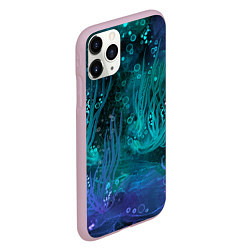 Чехол iPhone 11 Pro матовый Абстракция: неоновые огни подводного мира, цвет: 3D-розовый — фото 2