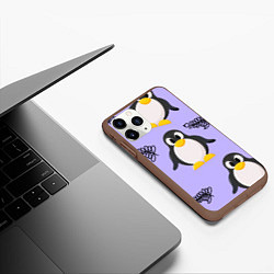 Чехол iPhone 11 Pro матовый Пингвин и веточка, цвет: 3D-коричневый — фото 2