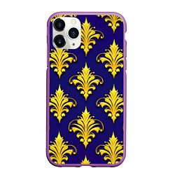 Чехол iPhone 11 Pro матовый Геральдические лилии, цвет: 3D-фиолетовый