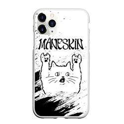 Чехол iPhone 11 Pro матовый Maneskin рок кот на светлом фоне, цвет: 3D-белый