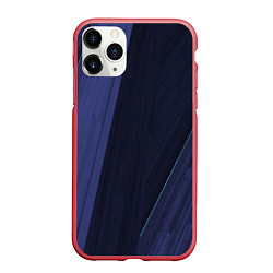 Чехол iPhone 11 Pro матовый Синие и тёмные полосы, цвет: 3D-красный