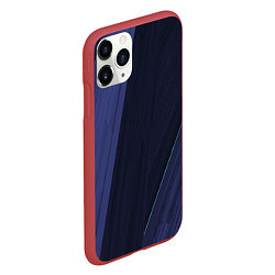 Чехол iPhone 11 Pro матовый Синие и тёмные полосы, цвет: 3D-красный — фото 2