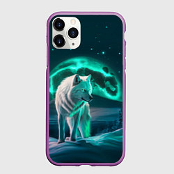 Чехол iPhone 11 Pro матовый Белый волк в зимнем лесу, цвет: 3D-фиолетовый