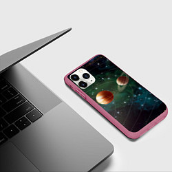 Чехол iPhone 11 Pro матовый Планетная система, цвет: 3D-малиновый — фото 2