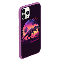 Чехол iPhone 11 Pro матовый Retrowave Trex, цвет: 3D-фиолетовый — фото 2