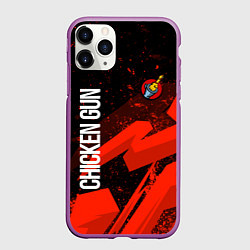 Чехол iPhone 11 Pro матовый Чикен ган - красная абстракция, цвет: 3D-фиолетовый