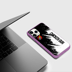 Чехол iPhone 11 Pro матовый Chicken gun - белая краска, цвет: 3D-фиолетовый — фото 2