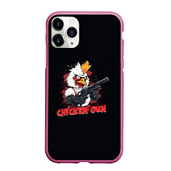 Чехол iPhone 11 Pro матовый Chicken gun pew pew, цвет: 3D-малиновый
