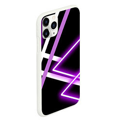 Чехол iPhone 11 Pro матовый Фиолетовые полоски с неоном, цвет: 3D-белый — фото 2