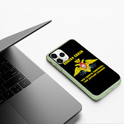 Чехол iPhone 11 Pro матовый Войска связи - герб, цвет: 3D-салатовый — фото 2