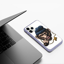Чехол iPhone 11 Pro матовый Макака гангстер, цвет: 3D-светло-сиреневый — фото 2