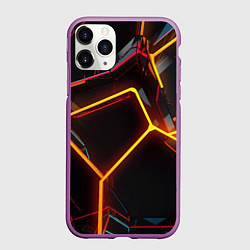 Чехол iPhone 11 Pro матовый Неон на черном фоне, цвет: 3D-фиолетовый