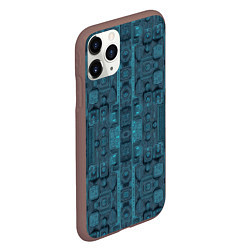 Чехол iPhone 11 Pro матовый Паттерн микросхема, цвет: 3D-коричневый — фото 2