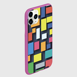 Чехол iPhone 11 Pro матовый Тетрис цветные кубики, цвет: 3D-фиолетовый — фото 2