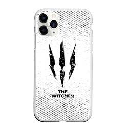 Чехол iPhone 11 Pro матовый The Witcher с потертостями на светлом фоне, цвет: 3D-белый