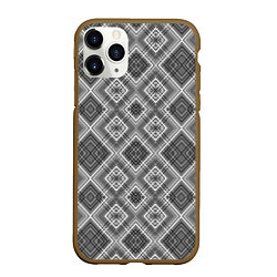 Чехол iPhone 11 Pro матовый Геометрический узор черно белые ромбы, цвет: 3D-коричневый