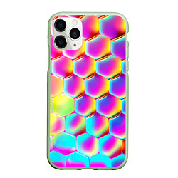 Чехол iPhone 11 Pro матовый Розовая чешуя - текстура, цвет: 3D-салатовый