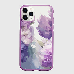 Чехол iPhone 11 Pro матовый Сирень и Пионы Акварель, цвет: 3D-фиолетовый