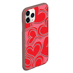 Чехол iPhone 11 Pro матовый Love hearts, цвет: 3D-коричневый — фото 2
