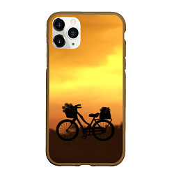 Чехол iPhone 11 Pro матовый Велосипед на закате, цвет: 3D-коричневый