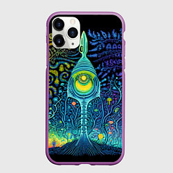 Чехол iPhone 11 Pro матовый Психоделика разноцветная - нейронная сеть, цвет: 3D-фиолетовый