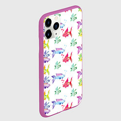 Чехол iPhone 11 Pro матовый Яркие рыбки, цвет: 3D-фиолетовый — фото 2