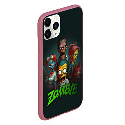 Чехол iPhone 11 Pro матовый Симпсоны зомби, цвет: 3D-малиновый — фото 2