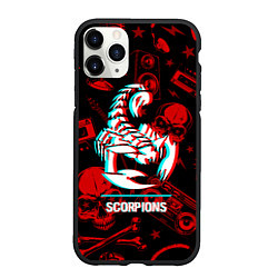 Чехол iPhone 11 Pro матовый Scorpions rock glitch, цвет: 3D-черный