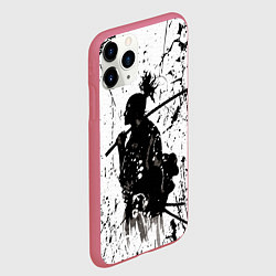 Чехол iPhone 11 Pro матовый Самурай - древний воин, цвет: 3D-малиновый — фото 2