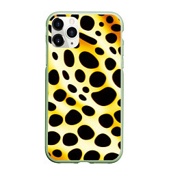 Чехол iPhone 11 Pro матовый Текстура леопарда, цвет: 3D-салатовый