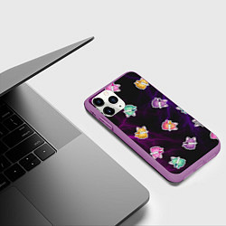 Чехол iPhone 11 Pro матовый Котики и молнии, цвет: 3D-фиолетовый — фото 2