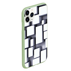 Чехол iPhone 11 Pro матовый Объемные белые плиты, цвет: 3D-салатовый — фото 2