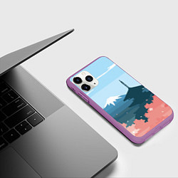 Чехол iPhone 11 Pro матовый Вид на Фудзияму - Япония, цвет: 3D-фиолетовый — фото 2